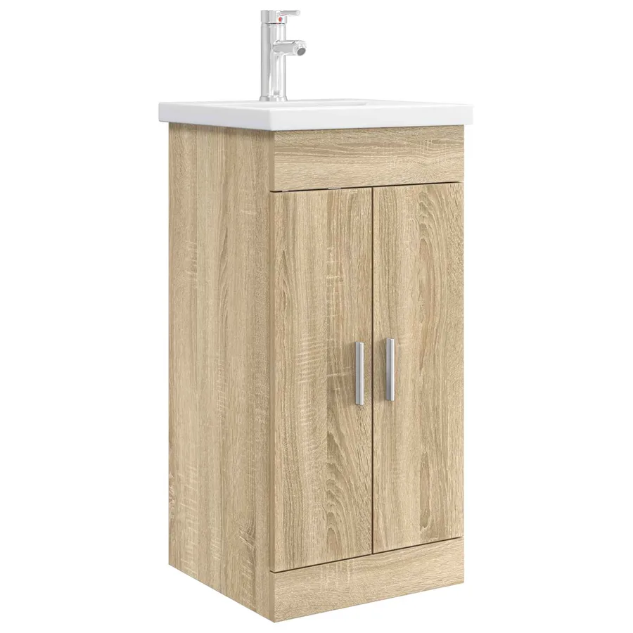 Meuble de salle de bain avec évier Chêne Sonoma - 2
