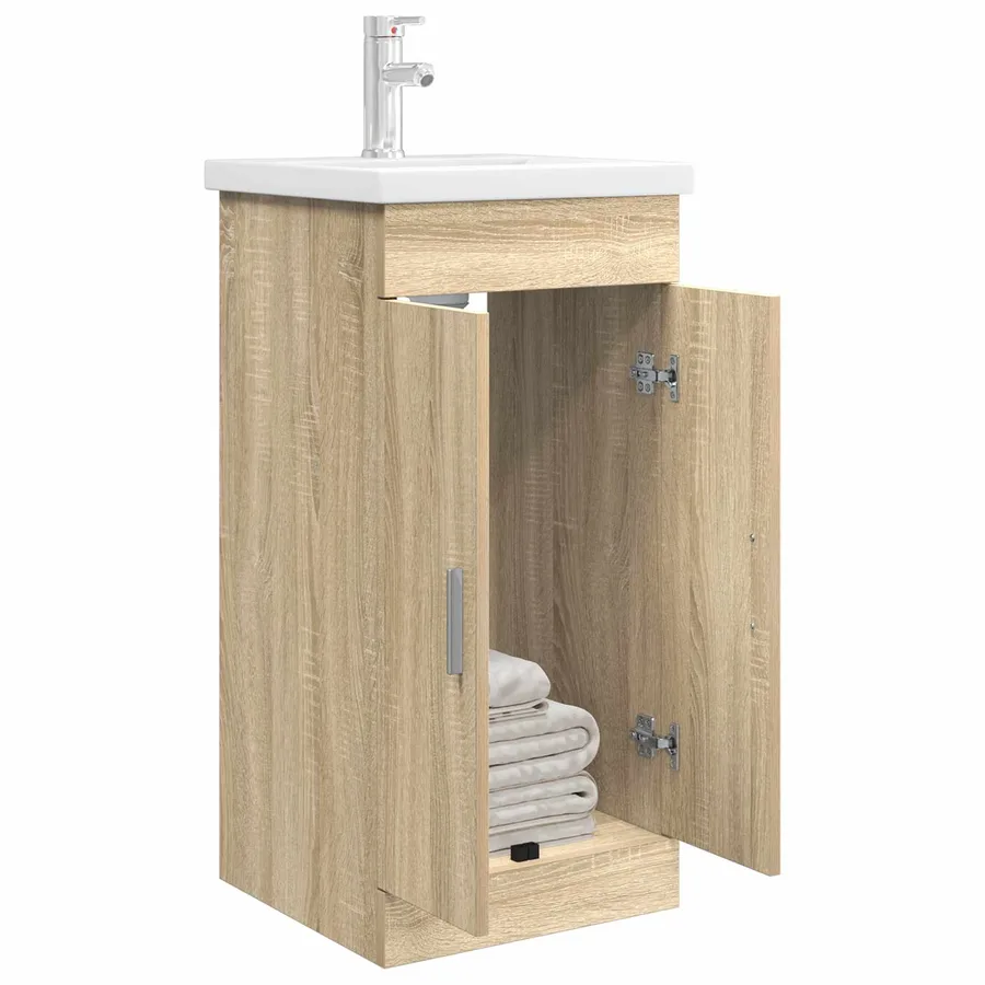 Meuble de salle de bain avec évier Chêne Sonoma - 3