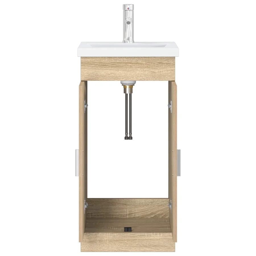 Meuble de salle de bain avec évier Chêne Sonoma - 4