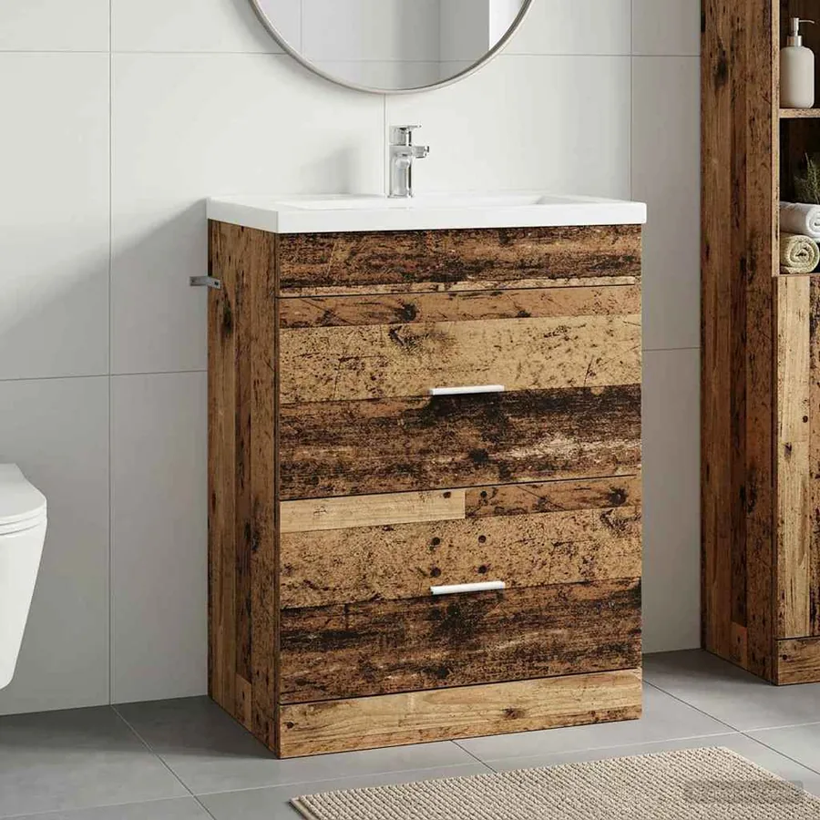 Meuble sous lavabo de salle de bain Bois ancien