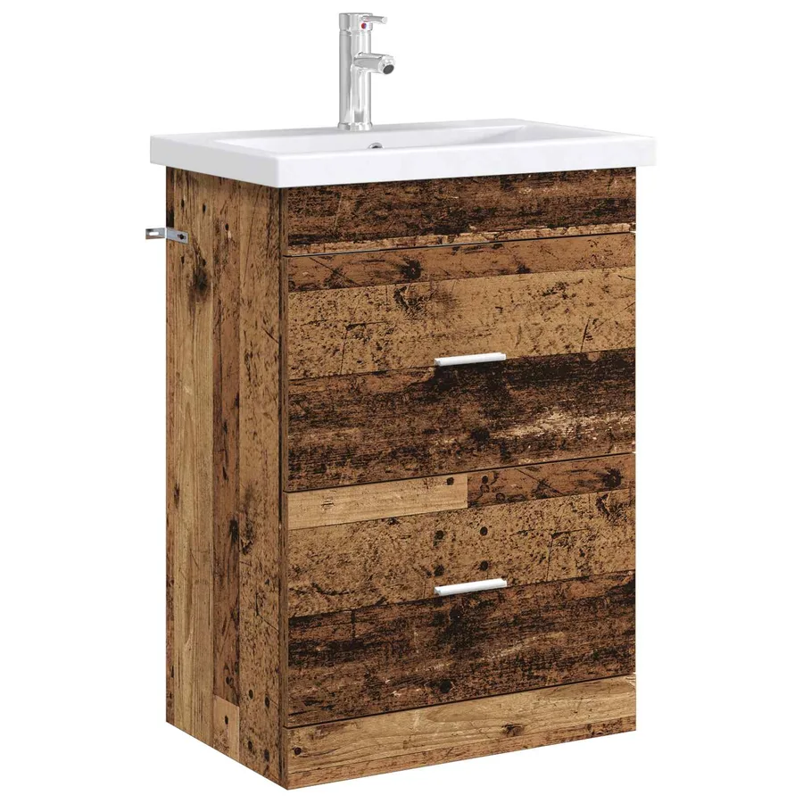 Meuble sous lavabo de salle de bain Bois ancien - 3