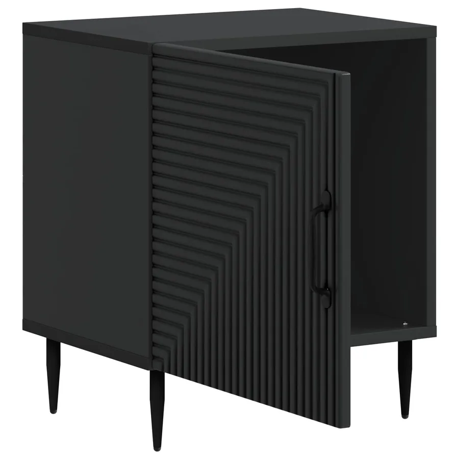 Cabinet de chevet Noir 43 x 34,5 x 50 cm Bois d'ingénierie - 4