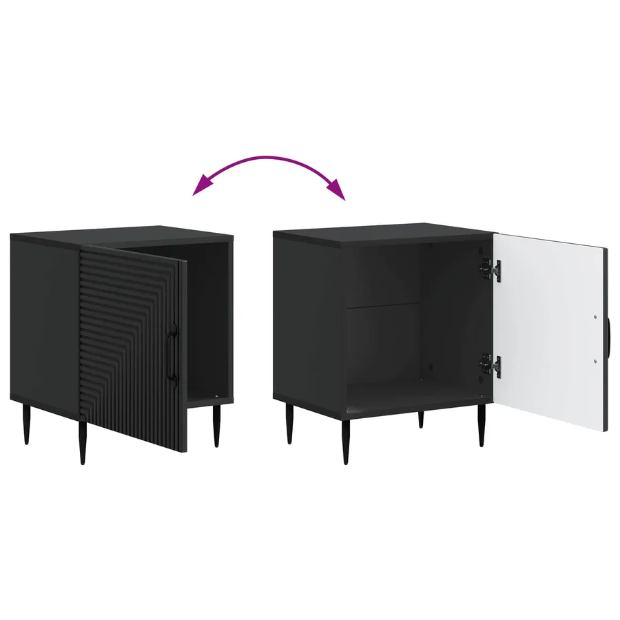 Cabinet de chevet Noir 43 x 34,5 x 50 cm Bois d'ingénierie - 8