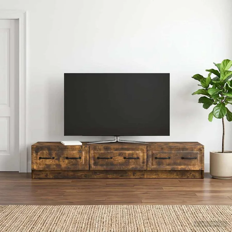 Meuble TV Chêne fumé 147 x 34,5 x 27 cm Bois d'ingénierie