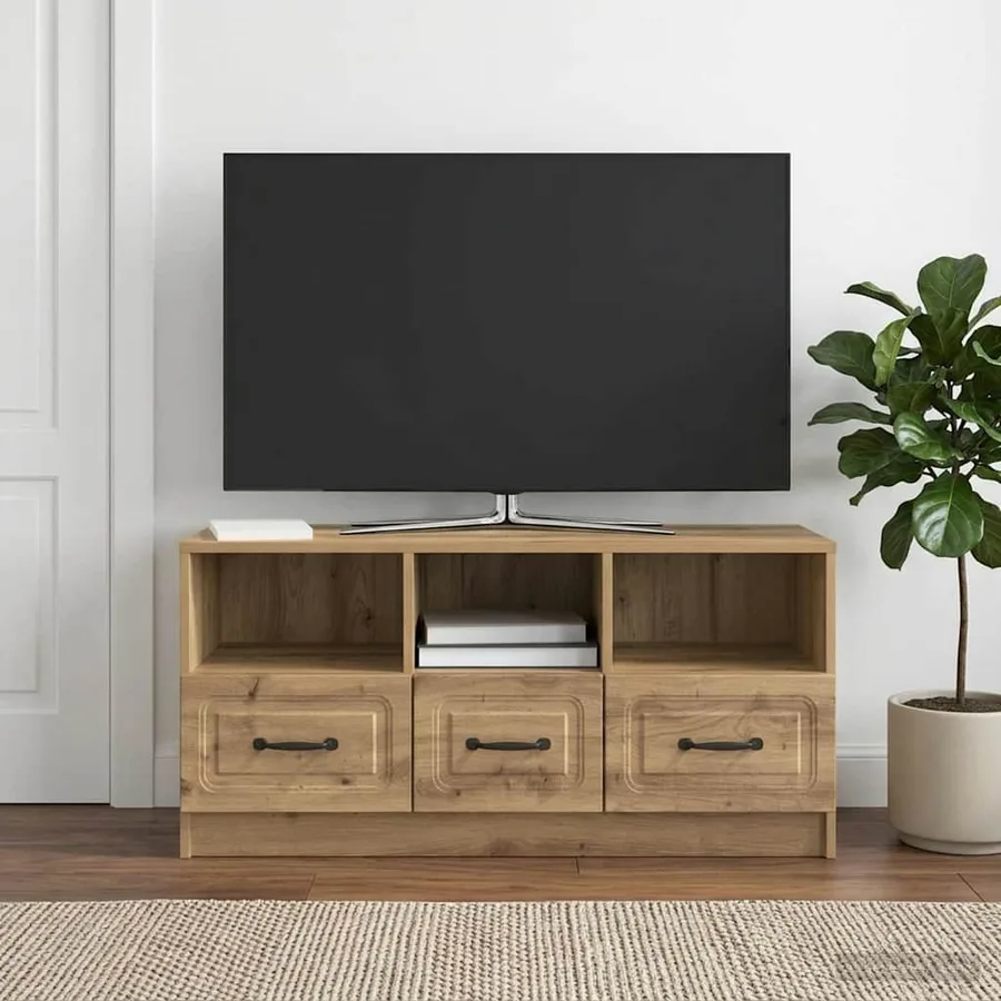Meuble TV 102 x 34,5 x 47 cm Chêne artisanal Bois d'ingénierie - 4