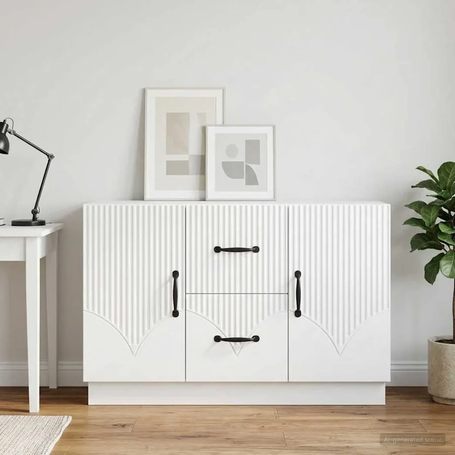 Buffet Blanc 89 x 34,5 x 57 cm Bois d'ingénierie - 4