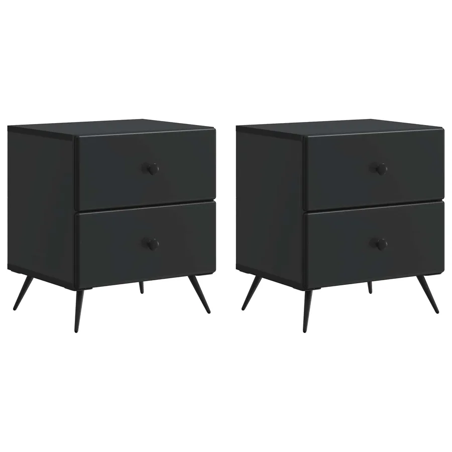 Cabinet de chevet avec tiroir 2 pcs Noir 43 x 34,5 x 47,5 cm - 2