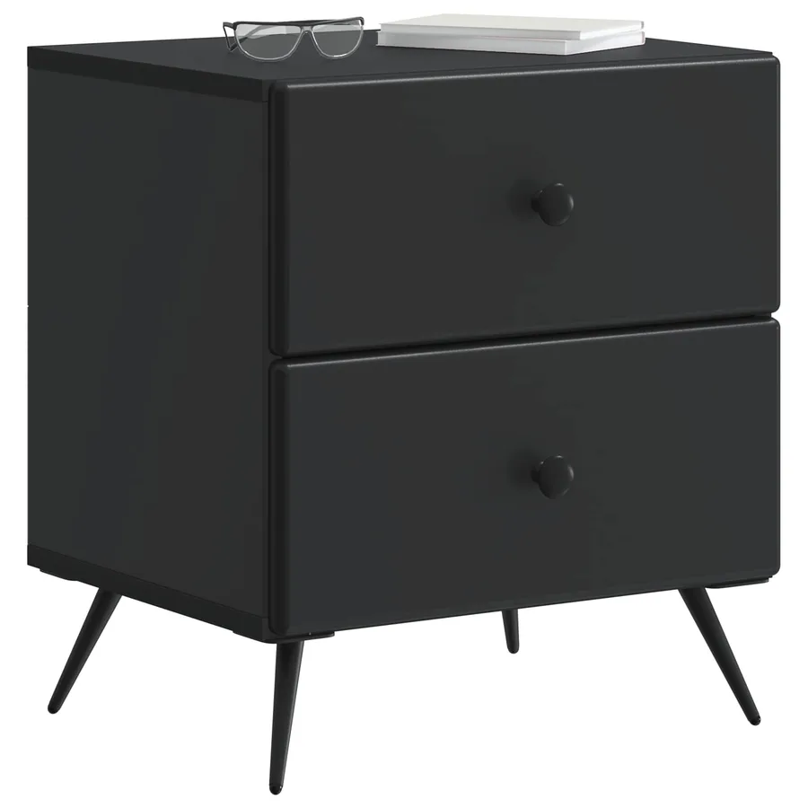 Cabinet de chevet avec tiroir 2 pcs Noir 43 x 34,5 x 47,5 cm - 3