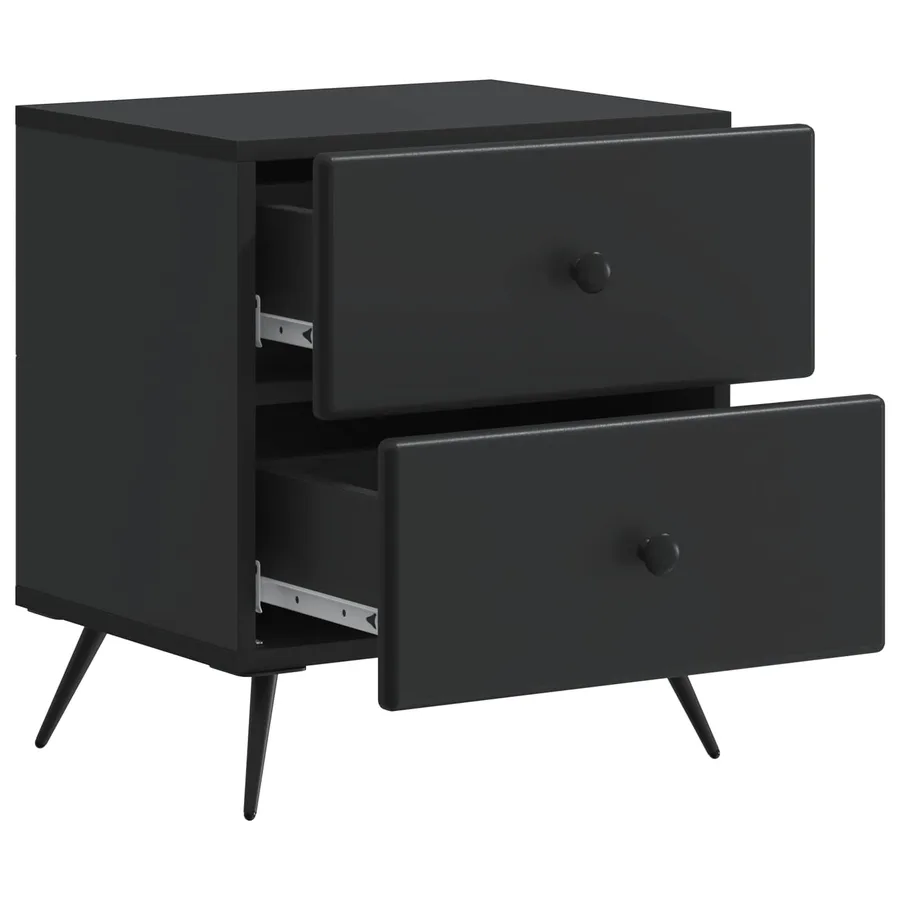 Cabinet de chevet avec tiroir 2 pcs Noir 43 x 34,5 x 47,5 cm - 6