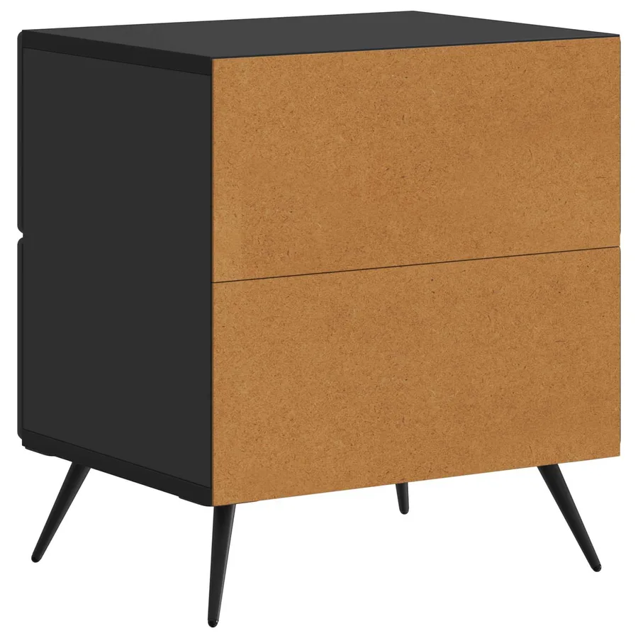Cabinet de chevet avec tiroir 2 pcs Noir 43 x 34,5 x 47,5 cm - 9