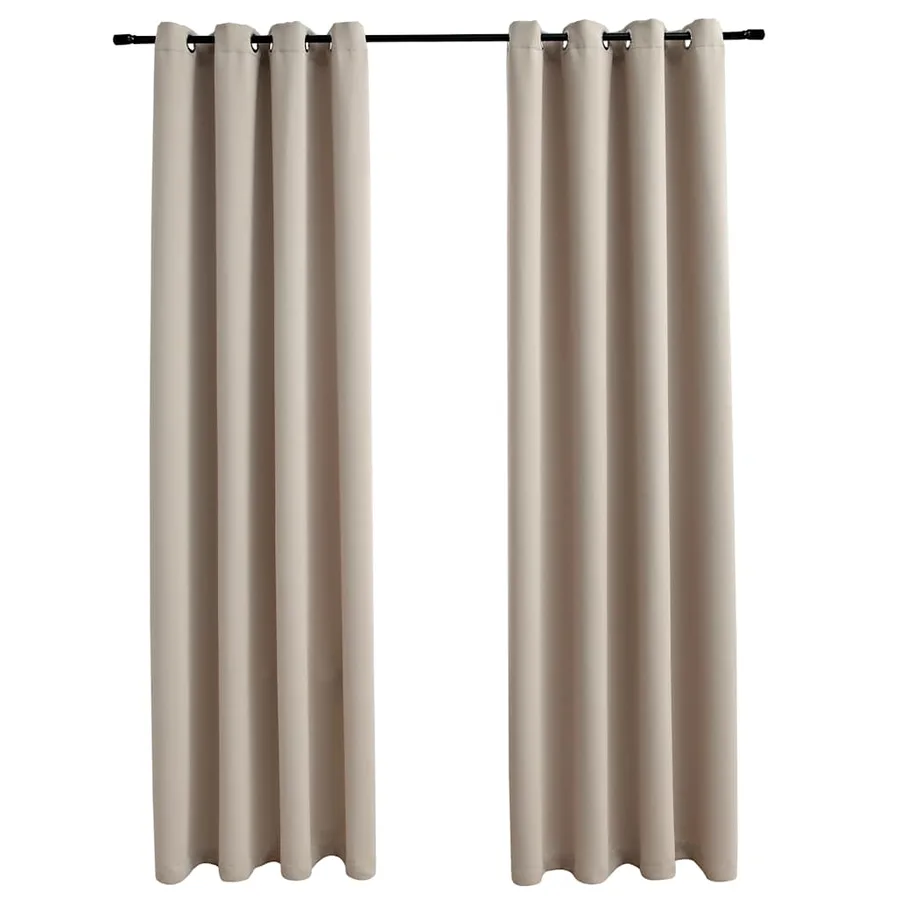 Rideaux occultants avec anneaux en métal 2 pcs Beige 140x245 cm - 2