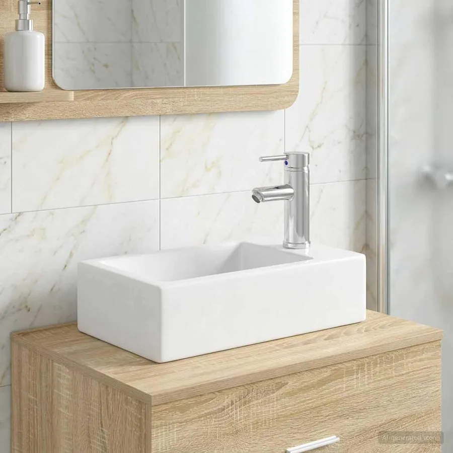 Lavabo de salle de bains Chrome 45,5 x 25,5 x 13 cm métal