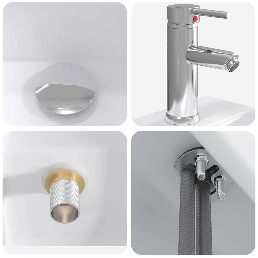 Lavabo de salle de bains Chrome 45,5 x 25,5 x 13 cm métal - 8