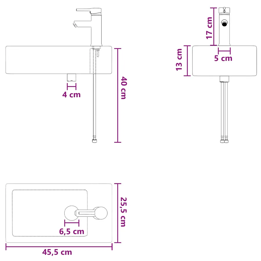 Lavabo de salle de bains Chrome 45,5 x 25,5 x 13 cm métal - 9
