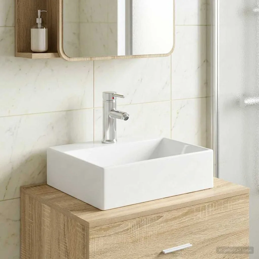 Lavabo de salle de bains Chrome 39 x 30,5 x 12,5 cm métal