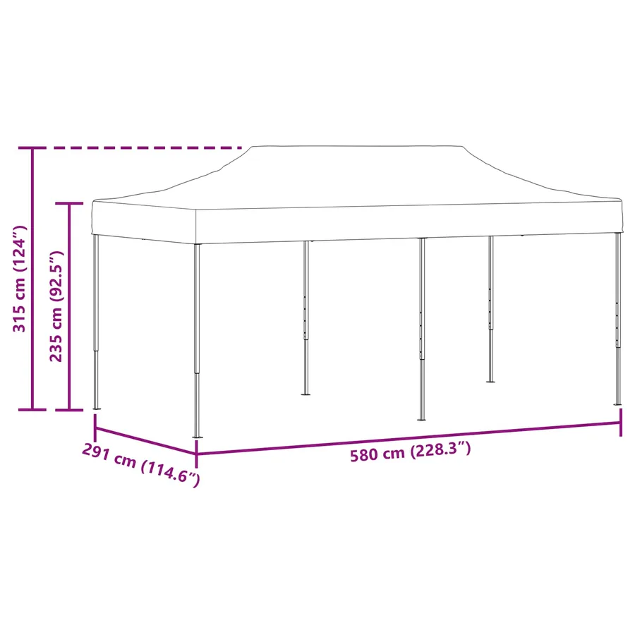 Tente de fête Bleu 291 x 580 x 315 cm Tissu Oxford - 14