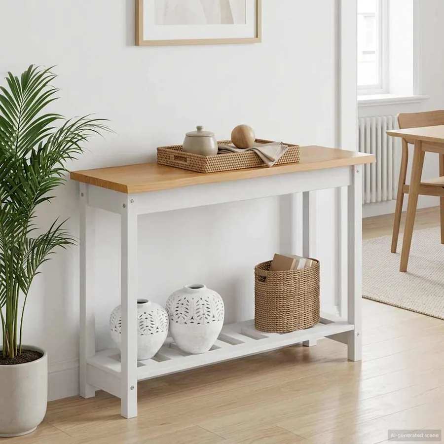 Table console EKAI Blanc 112 x 35 x 76 cm Bois de pin massif