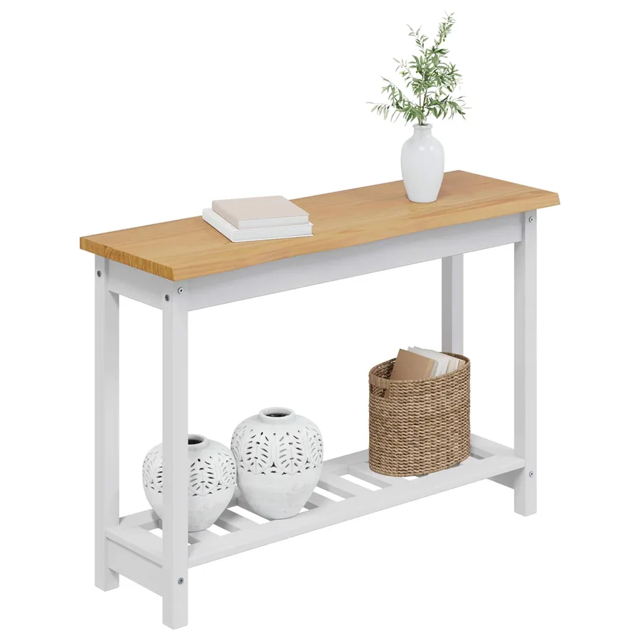 Table console EKAI Blanc 112 x 35 x 76 cm Bois de pin massif - 3