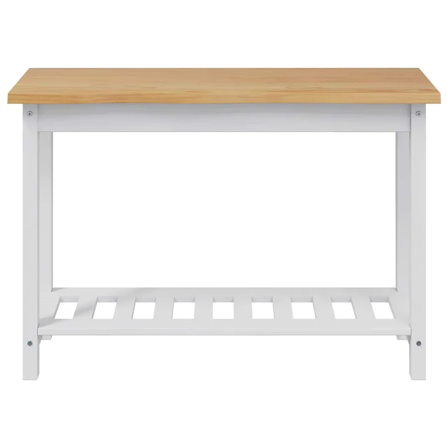 Table console EKAI Blanc 112 x 35 x 76 cm Bois de pin massif - 4