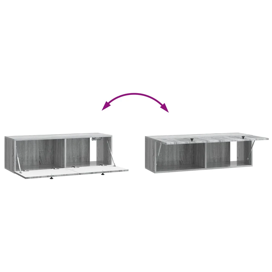 Meuble TV mural Sonoma gris 98 x 31 x 30 cm Bois d'ingénierie - 10