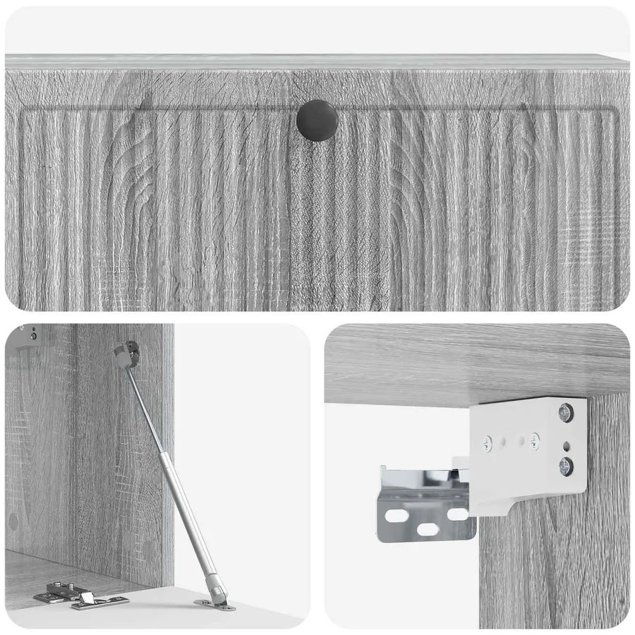 Meuble TV mural Sonoma gris 98 x 31 x 30 cm Bois d'ingénierie - 9
