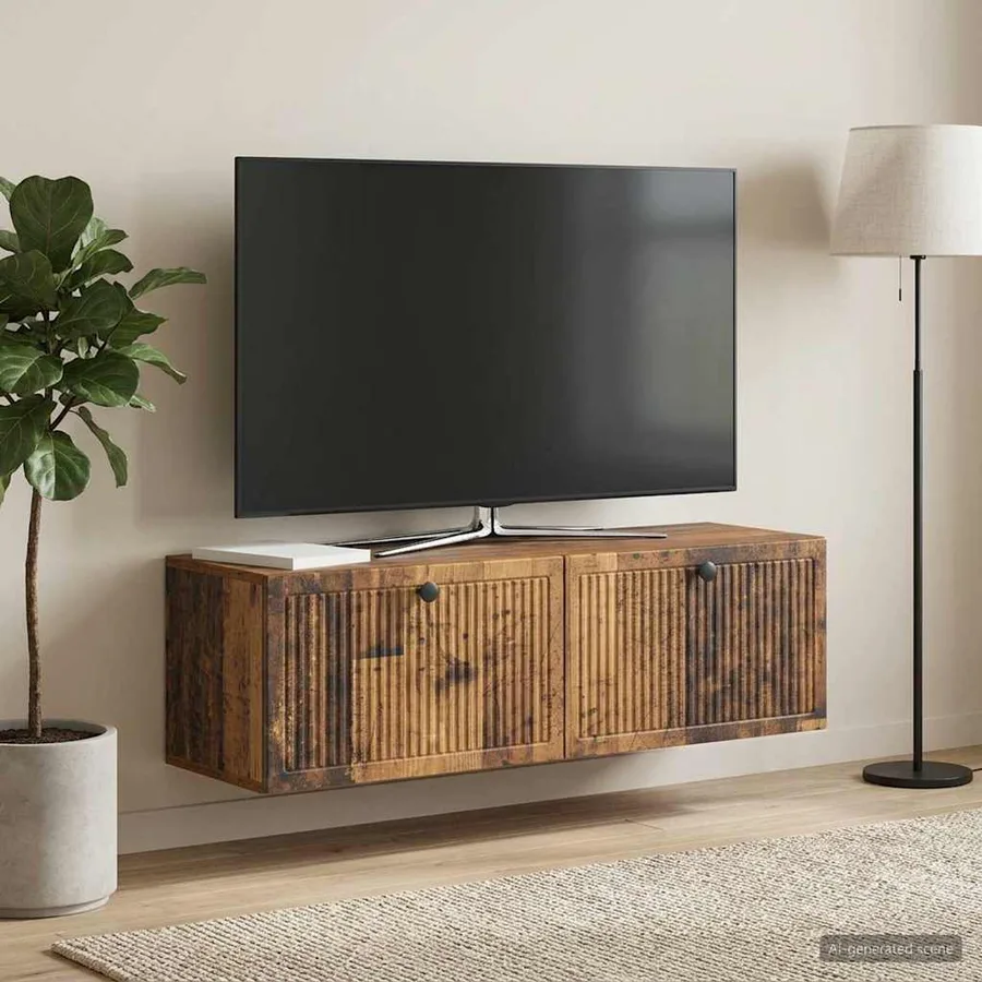 Meuble TV mural Bois ancien 98 x 31 x 30 cm Bois d'ingénierie - 4