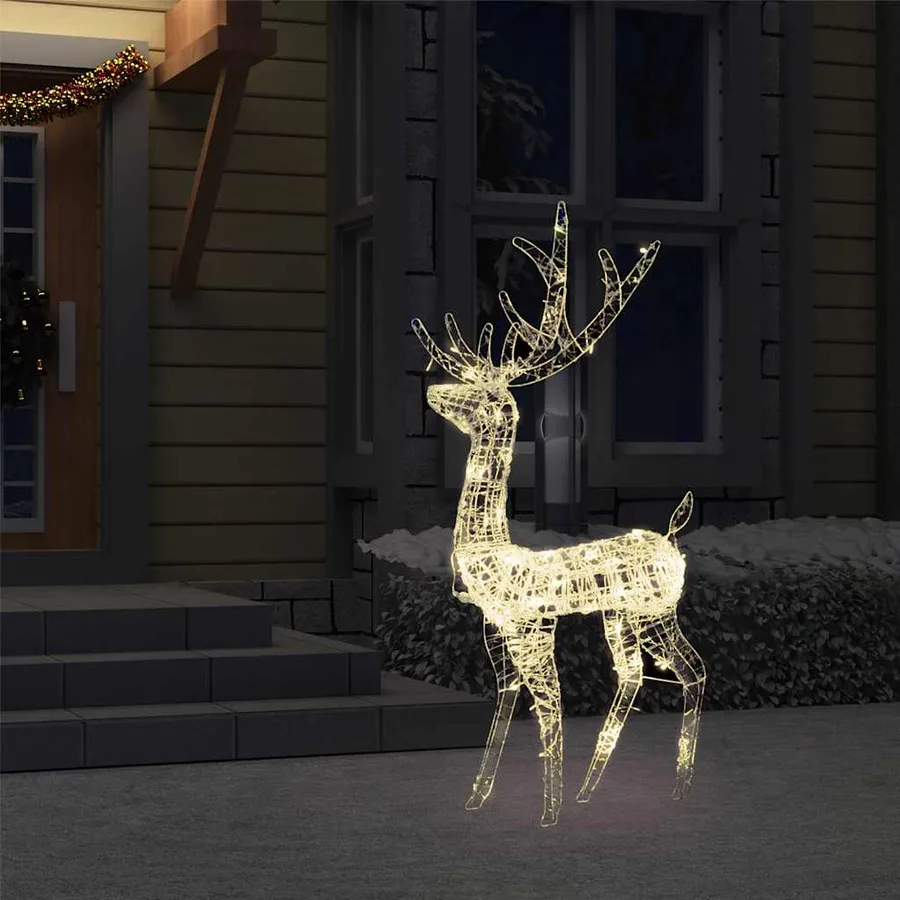 Renne de décoration de Noël Acrylique 140 LED blanc chaud 128 cm - 3