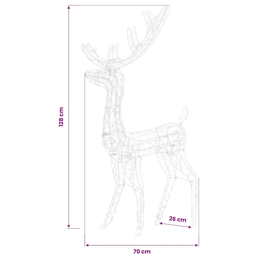 Renne de décoration de Noël Acrylique 140 LED blanc chaud 128 cm - 8