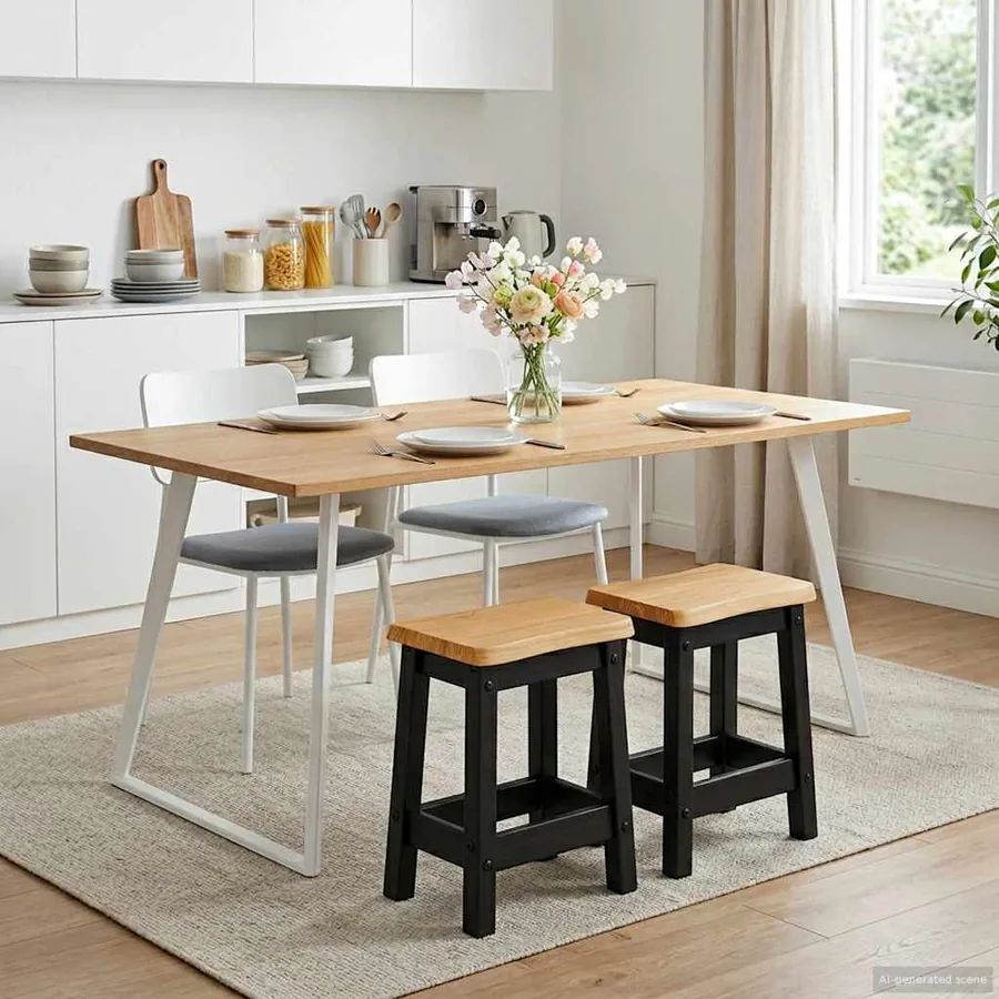 Tabouret de bar EKAI 2 pcs Noir 40 x 29 x 45,5 cm