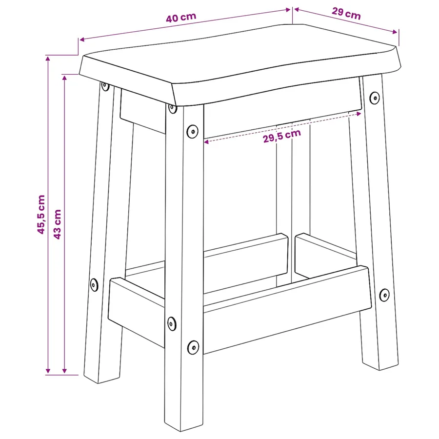 Tabouret de bar EKAI 2 pcs Noir 40 x 29 x 45,5 cm - 9