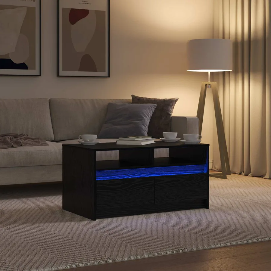 Table basse Chêne noir 90 x 50 x 45 cm Bois d'ingénierie - 5