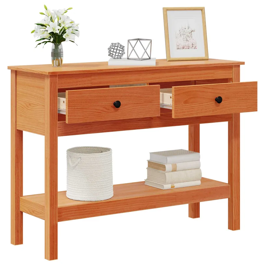 Table console Cire marron 100 x 35 x 75 cm Pin massif - 3