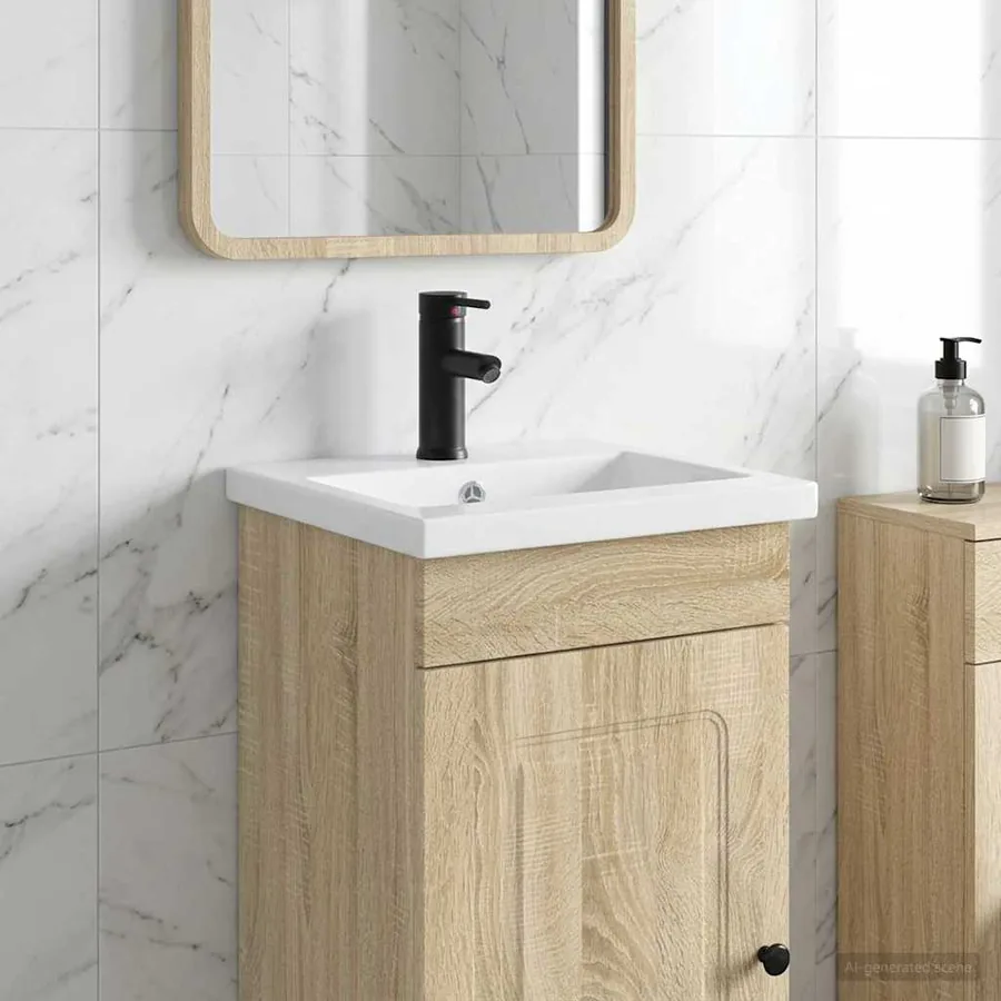 Lavabo de salle de bains Noir Mat 42 x 40 x 16,5 cm métal