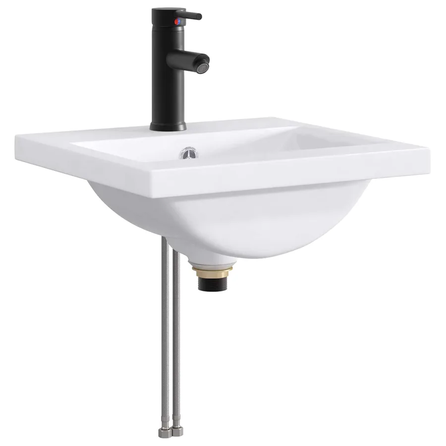 Lavabo de salle de bains Noir Mat 42 x 40 x 16,5 cm métal - 2
