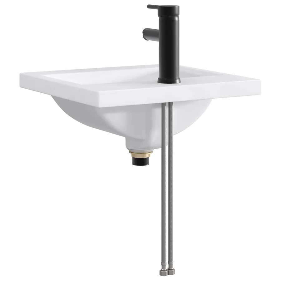 Lavabo de salle de bains Noir Mat 42 x 40 x 16,5 cm métal - 6