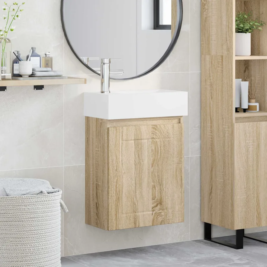 Meuble de salle de bain avec robinet Chêne Sonoma