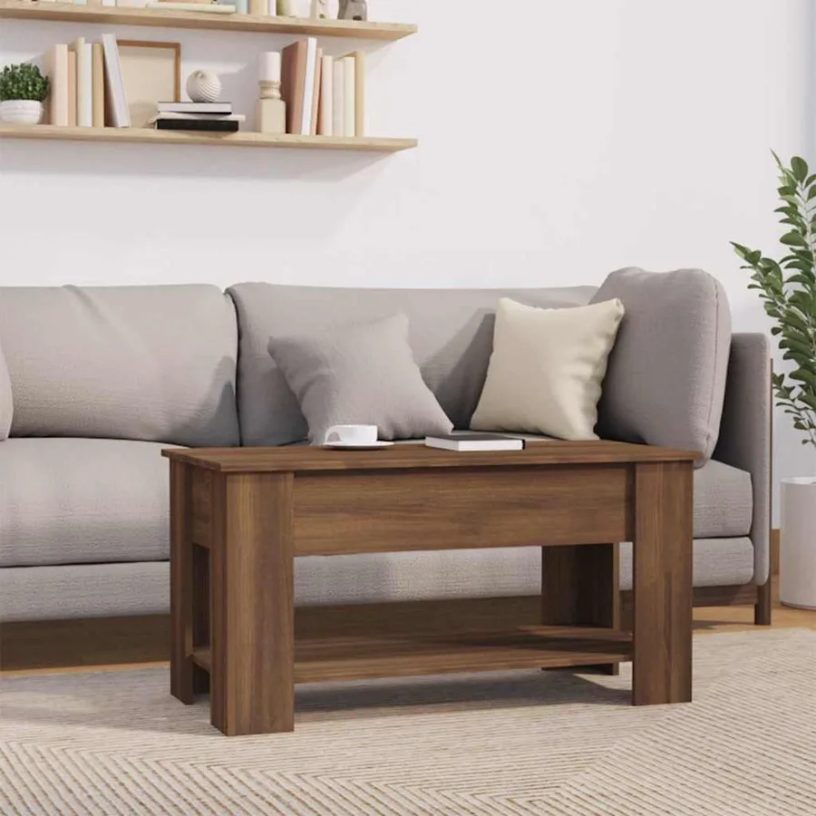 Table basse Chêne marron 101x49x52 cm Bois d'ingénierie - 4