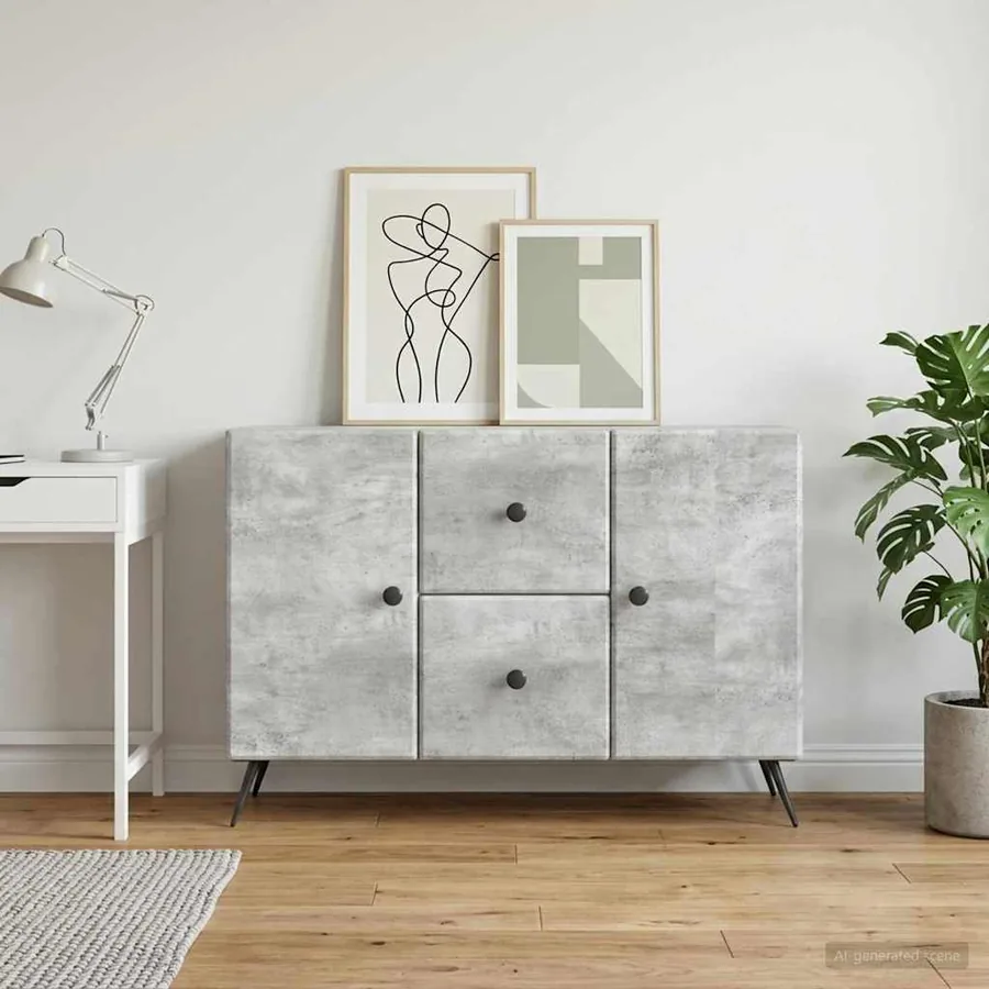 Buffet Gris béton 89 x 34,5 x 60 cm Bois d'ingénierie
