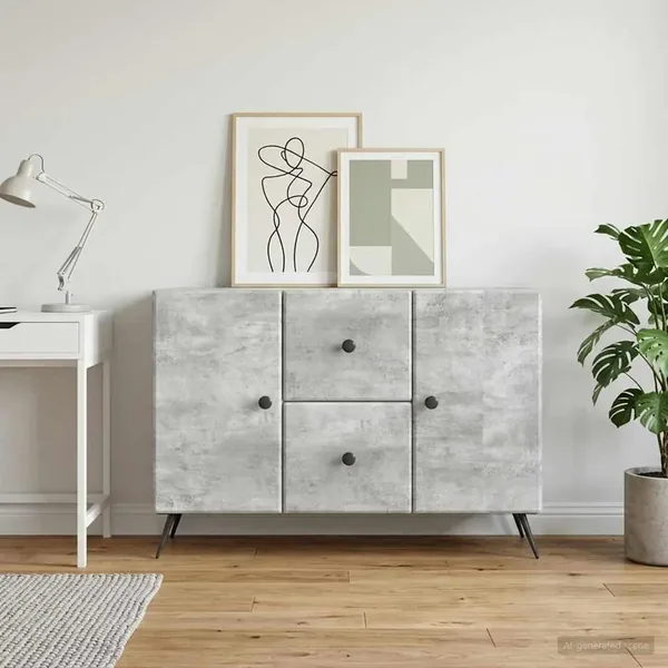 Buffet Gris béton 89 x 34,5 x 60 cm Bois d'ingénierie