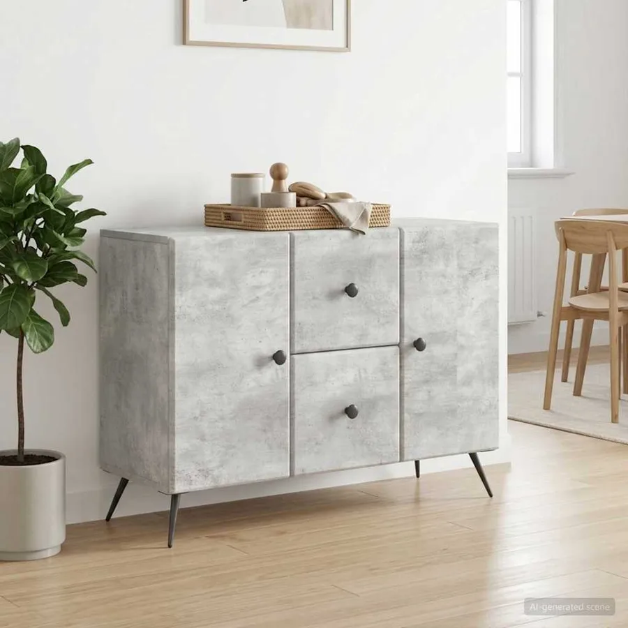 Buffet Gris béton 89 x 34,5 x 60 cm Bois d'ingénierie - 4