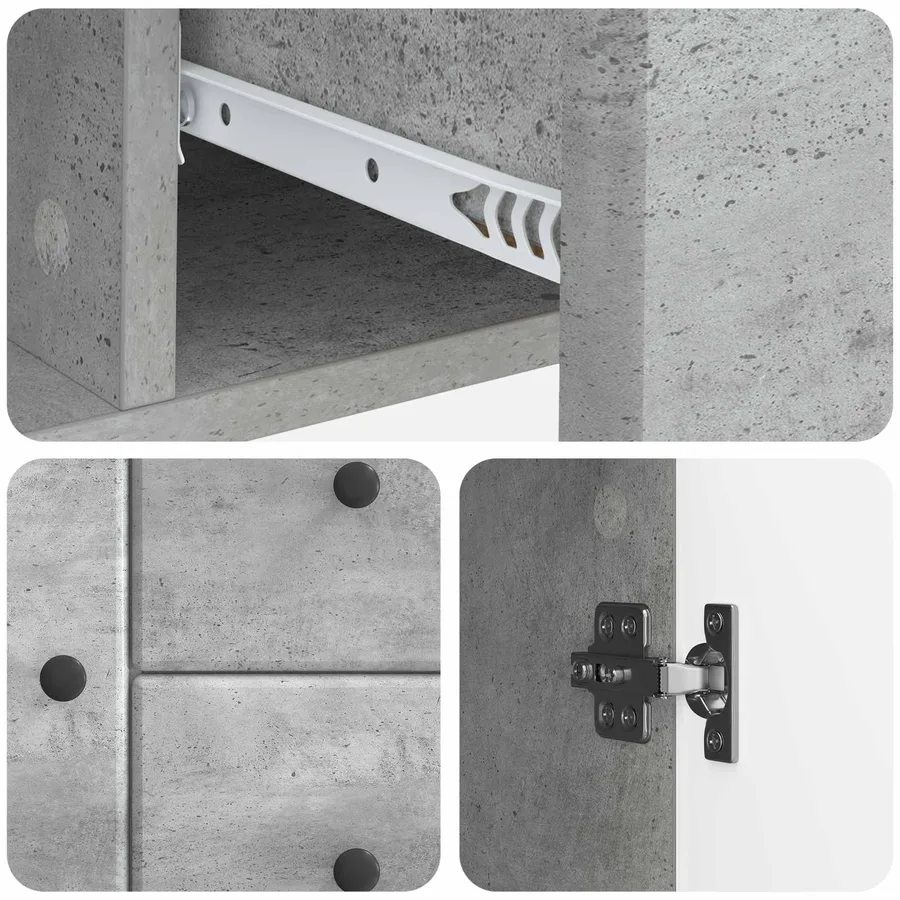 Buffet Gris béton 89 x 34,5 x 60 cm Bois d'ingénierie - 9