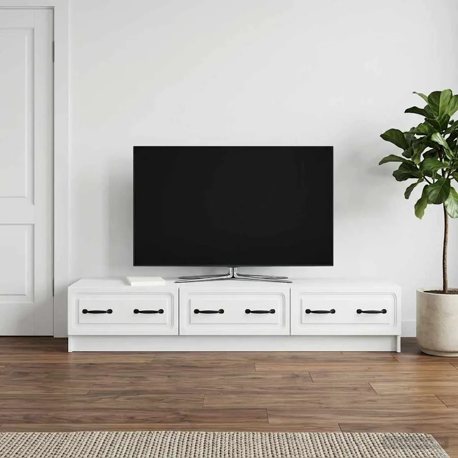 Meuble TV Blanc 147 x 34,5 x 27 cm Bois d'ingénierie