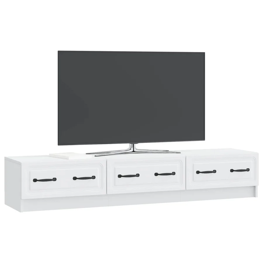 Meuble TV Blanc 147 x 34,5 x 27 cm Bois d'ingénierie - 3