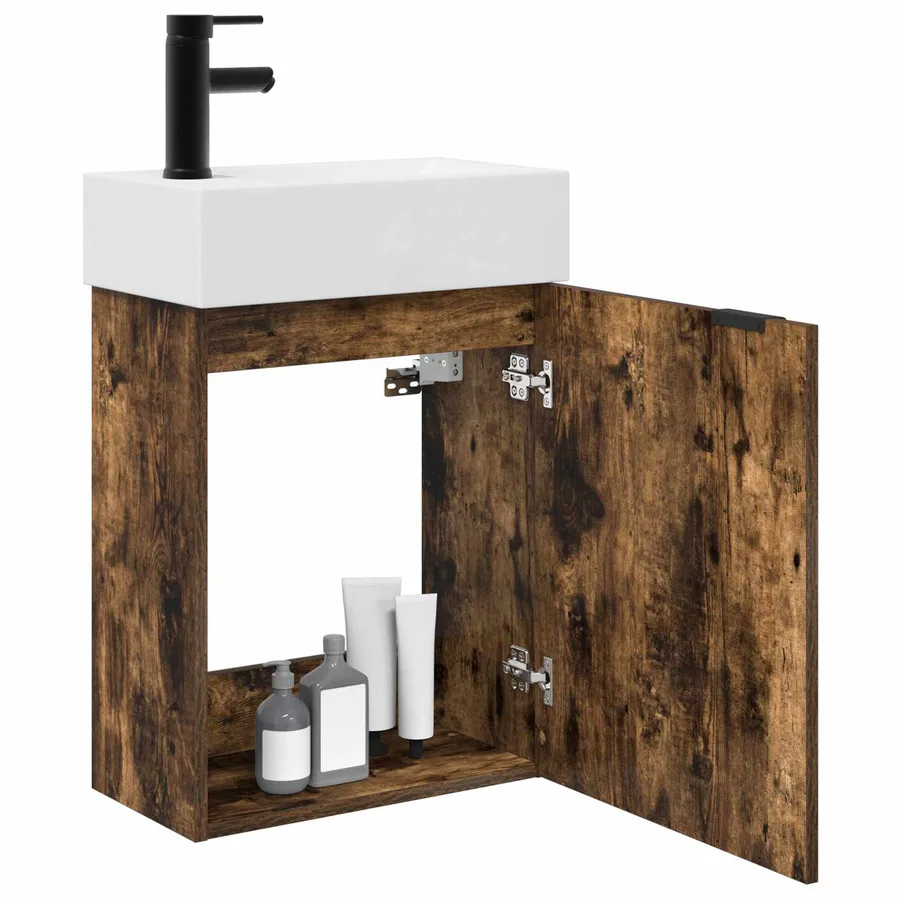 Meuble de salle de bain avec robinet Chêne fumé - 3