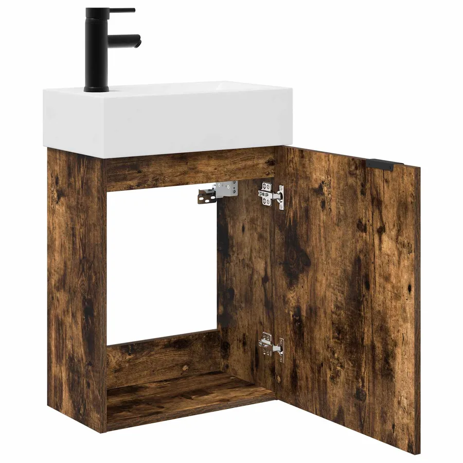 Meuble de salle de bain avec robinet Chêne fumé - 4