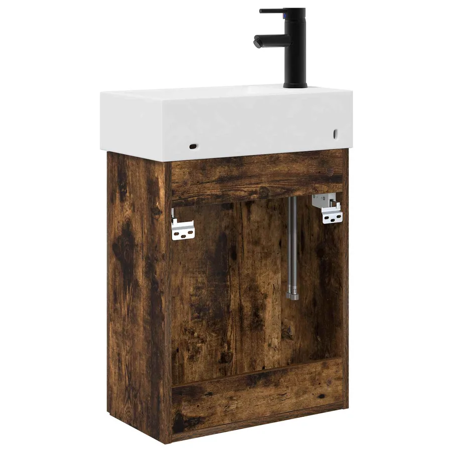 Meuble de salle de bain avec robinet Chêne fumé - 7