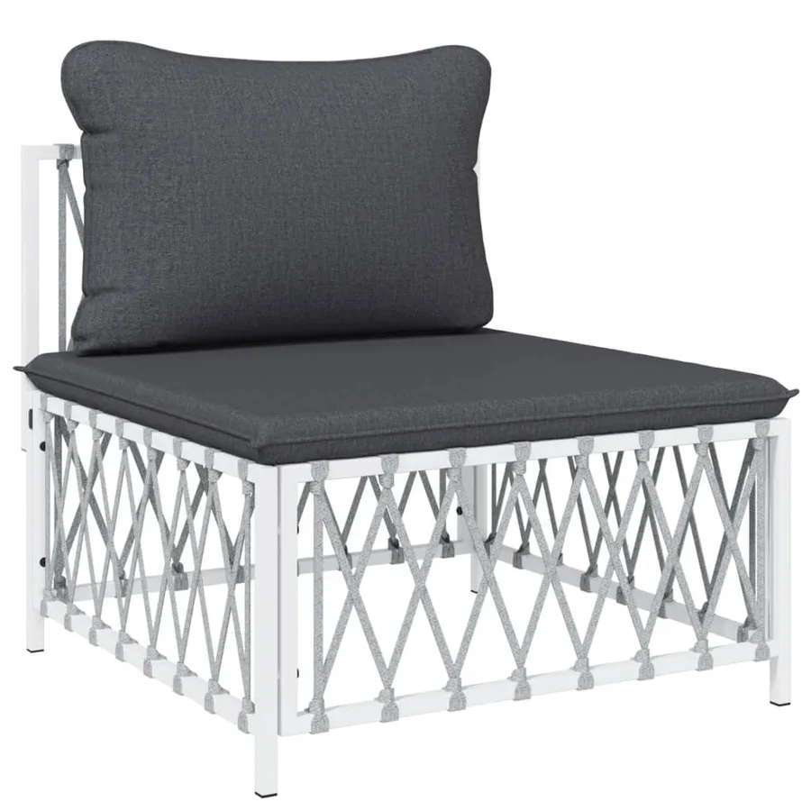 Salon de jardin 4 pcs avec coussins blanc acier - 5