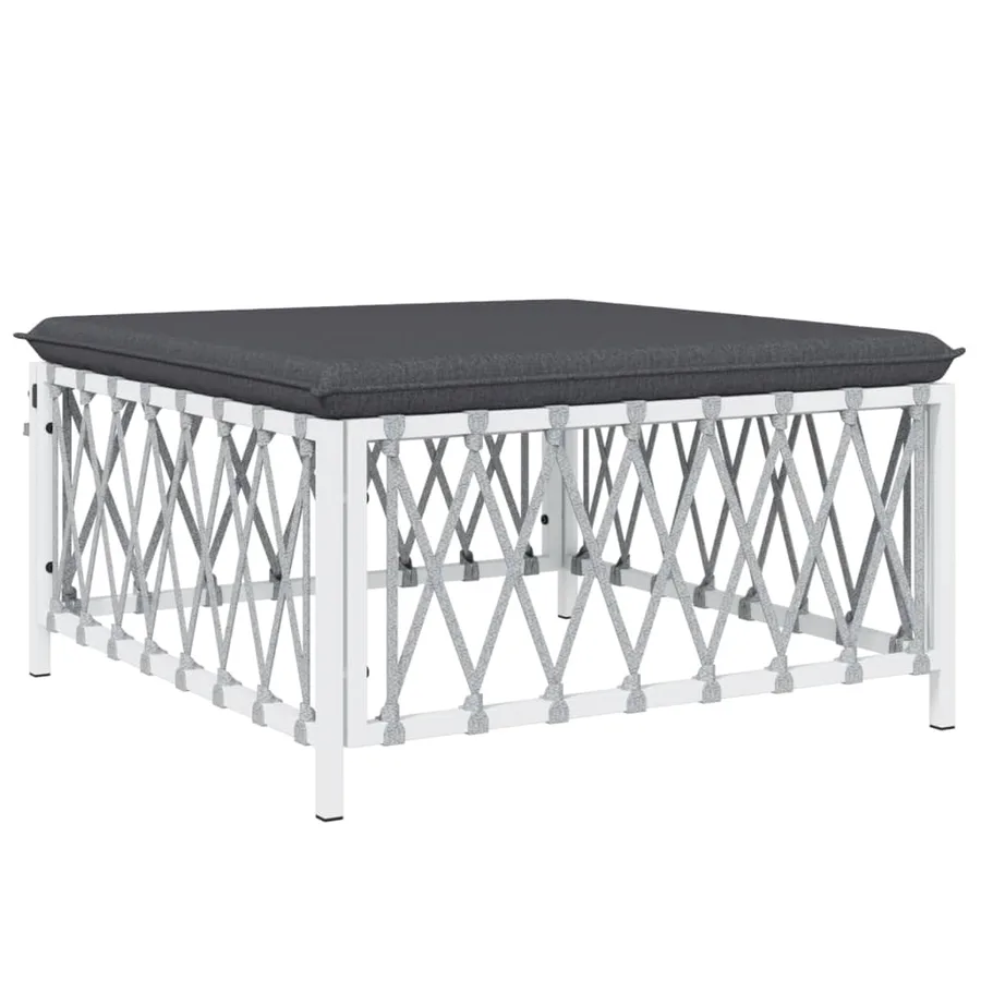 Salon de jardin 4 pcs avec coussins blanc acier - 6