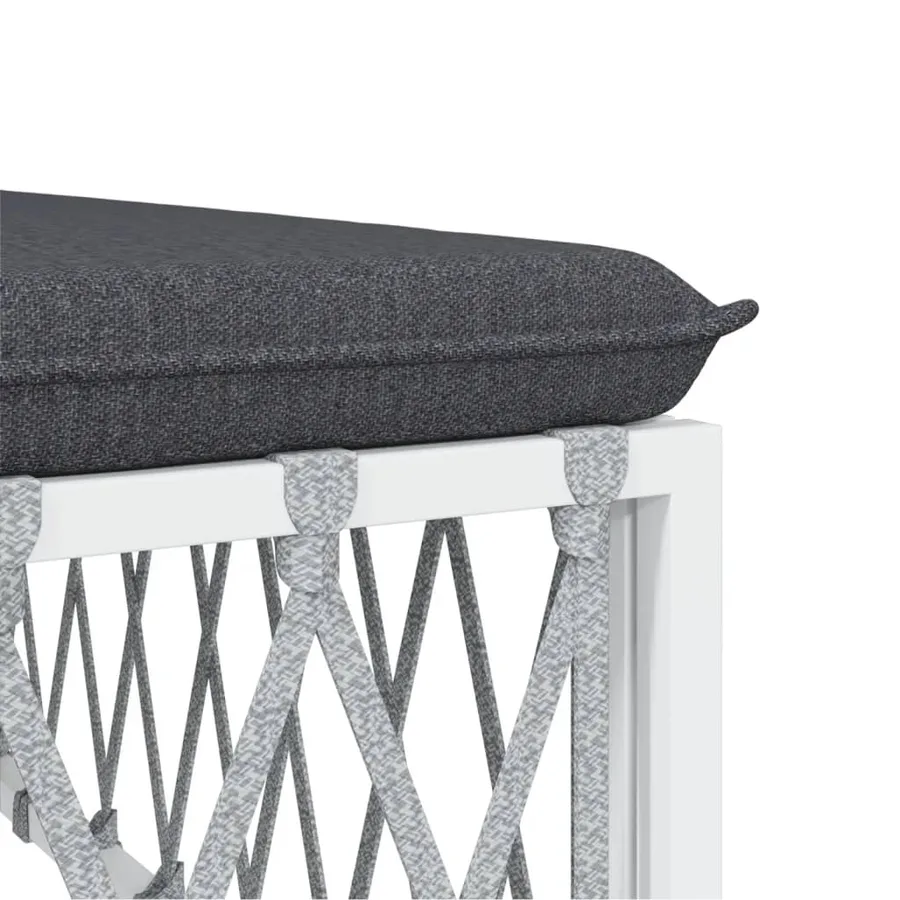 Salon de jardin 4 pcs avec coussins blanc acier - 7