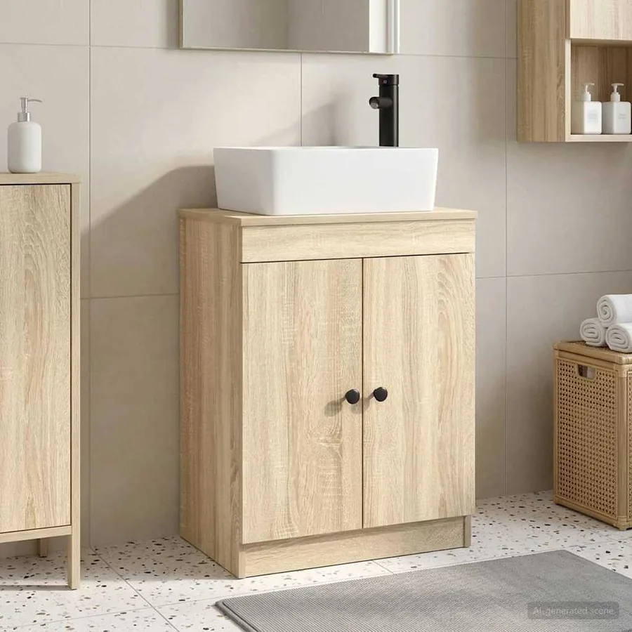 Meuble de salle de bain avec évier Chêne Sonoma 54 x 35 x 83 cm